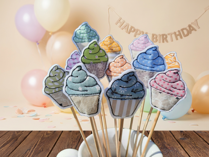 Caketopper Happy Birthday - ITH-Stickdatei